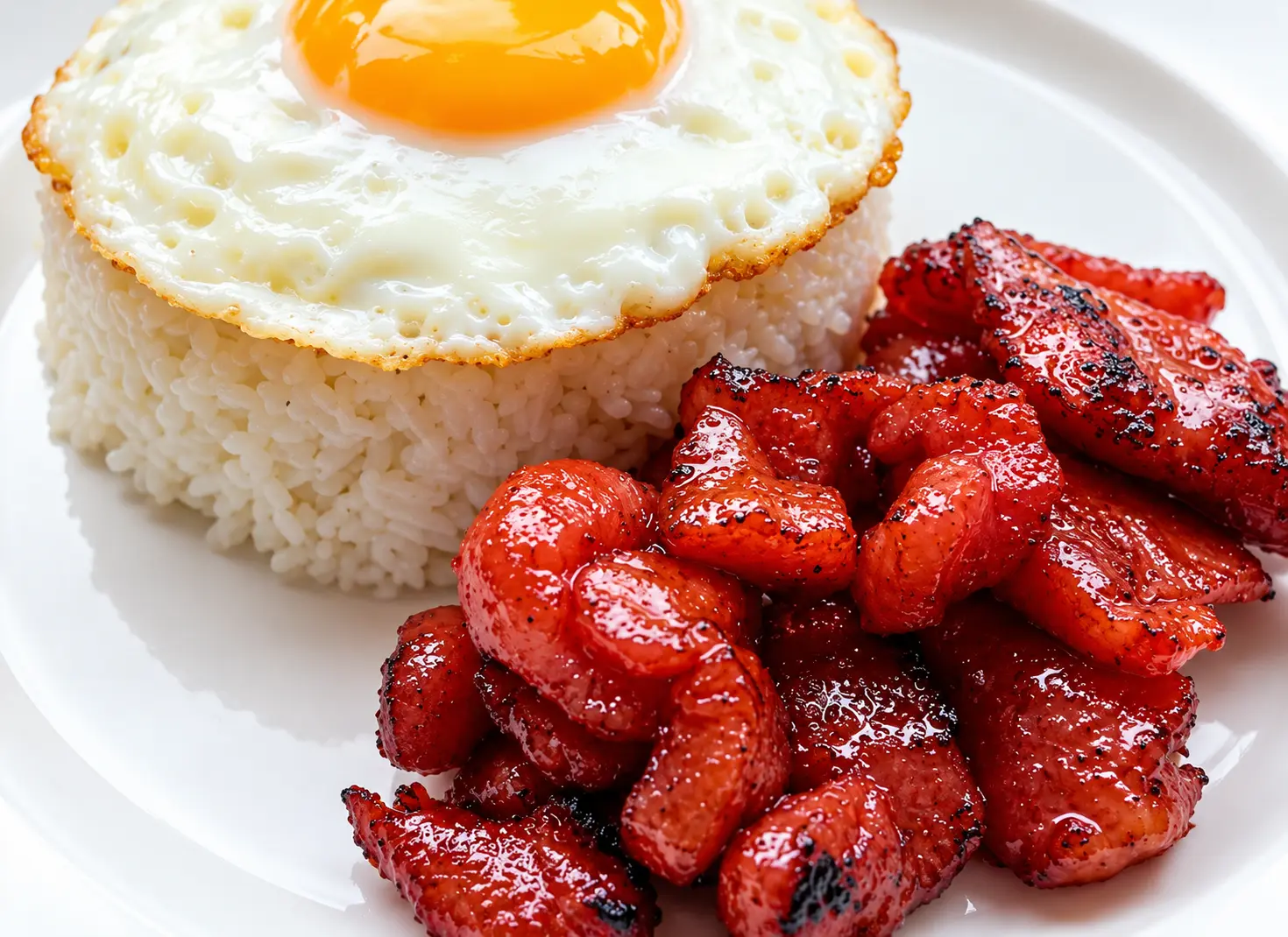 Tocilog with Filipino cured pork tocino, garlic fried rice and egg at Mama Nors Kitchen, Winnipeg